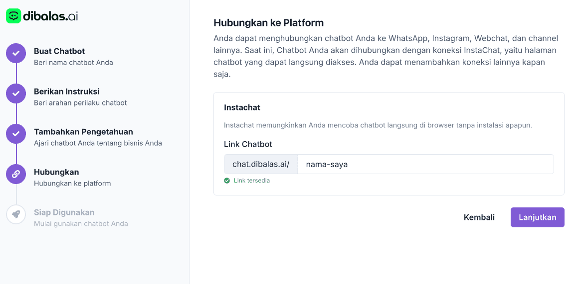 Tampilan koneksi WhatsApp