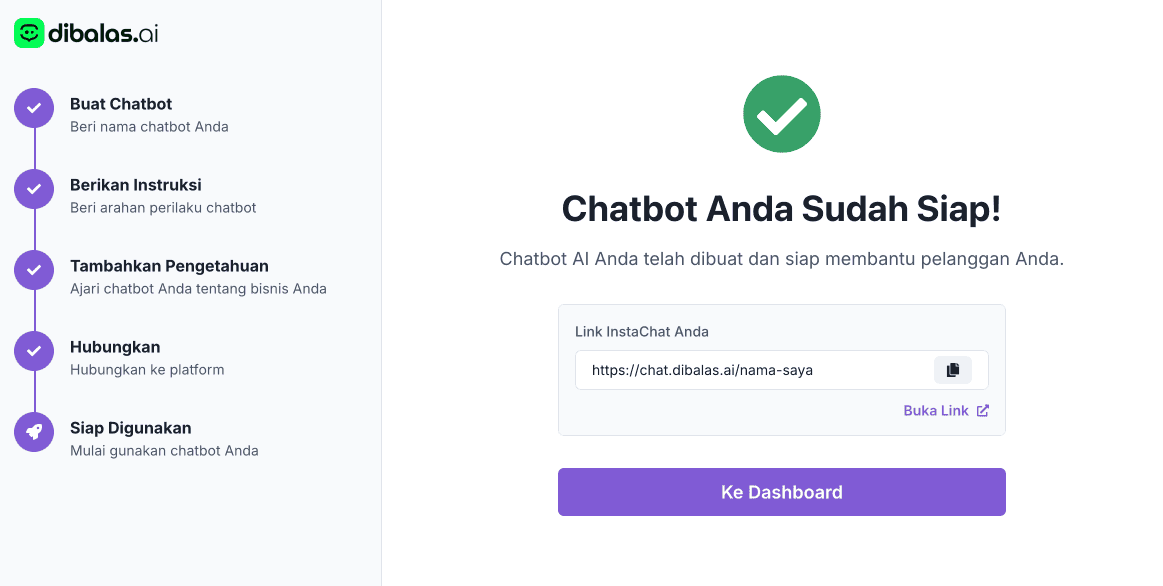 Tampilan chatbot siap digunakan