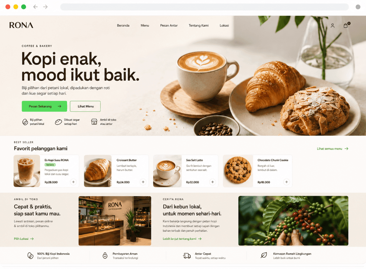 Demo website Cafe & F&B