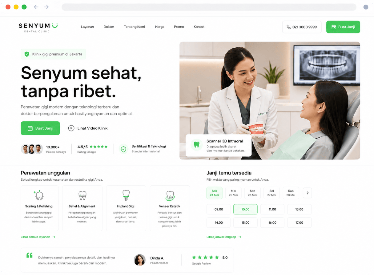 Contoh website Smile Clinic