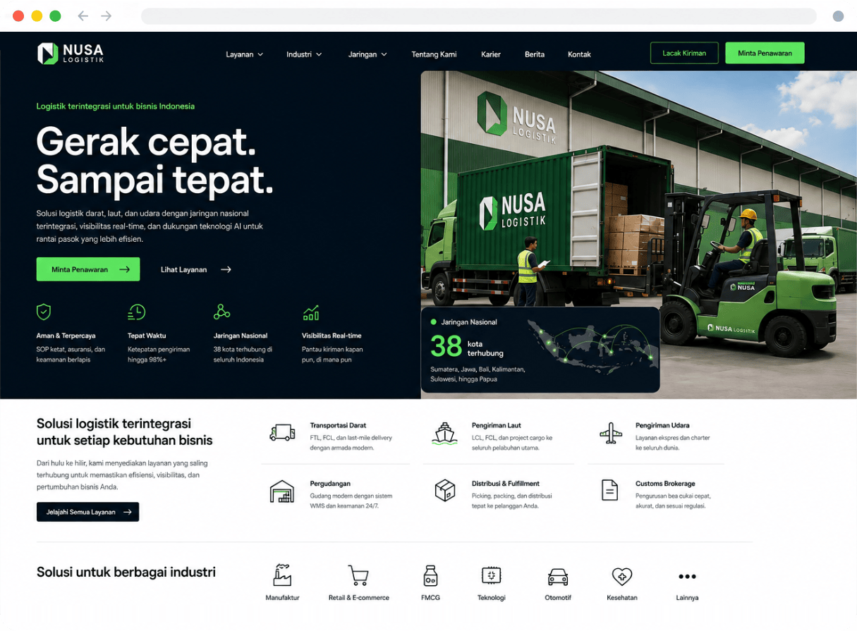 Contoh website Nusa Logistik