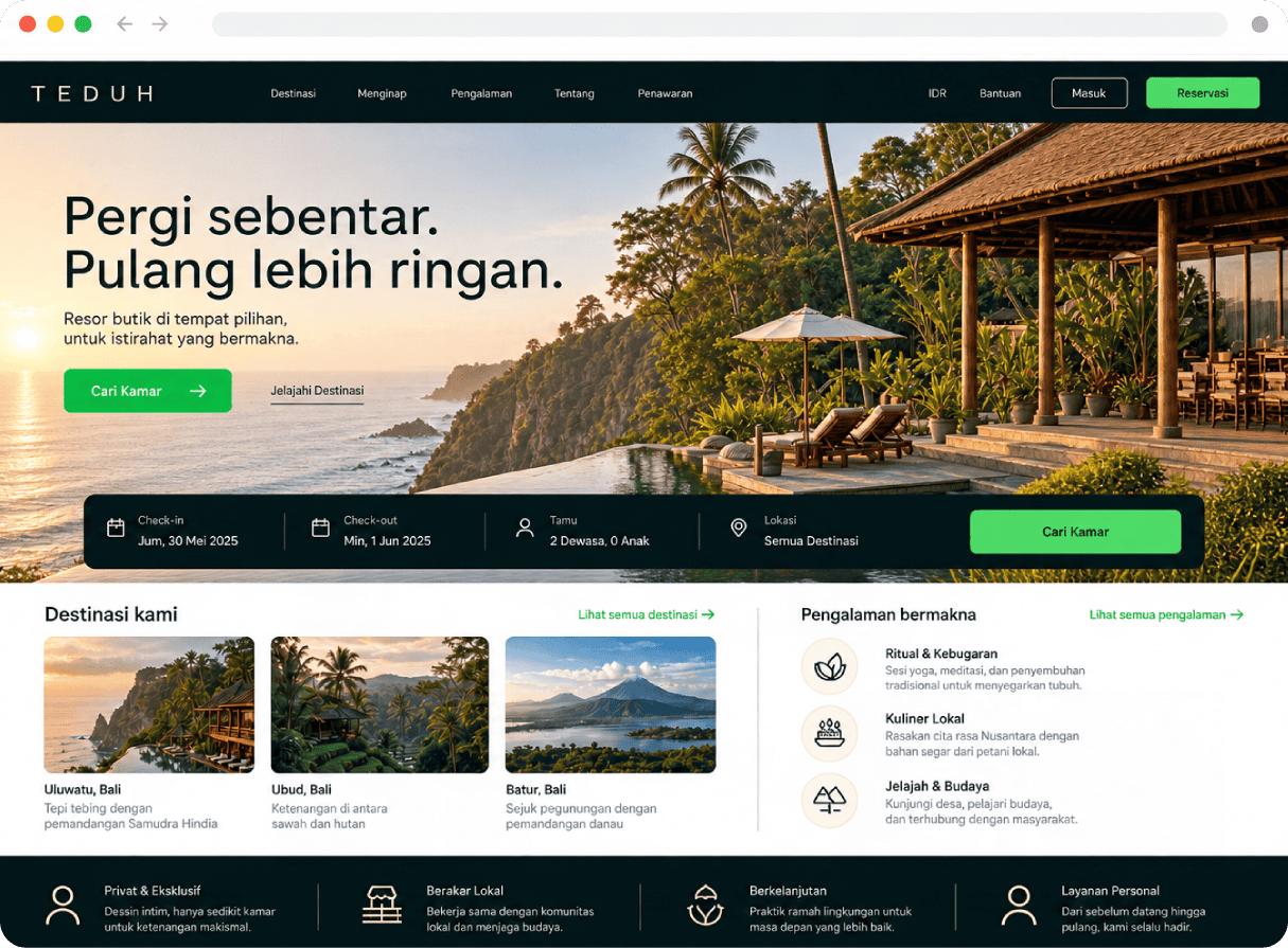 Contoh website Ruang Teduh